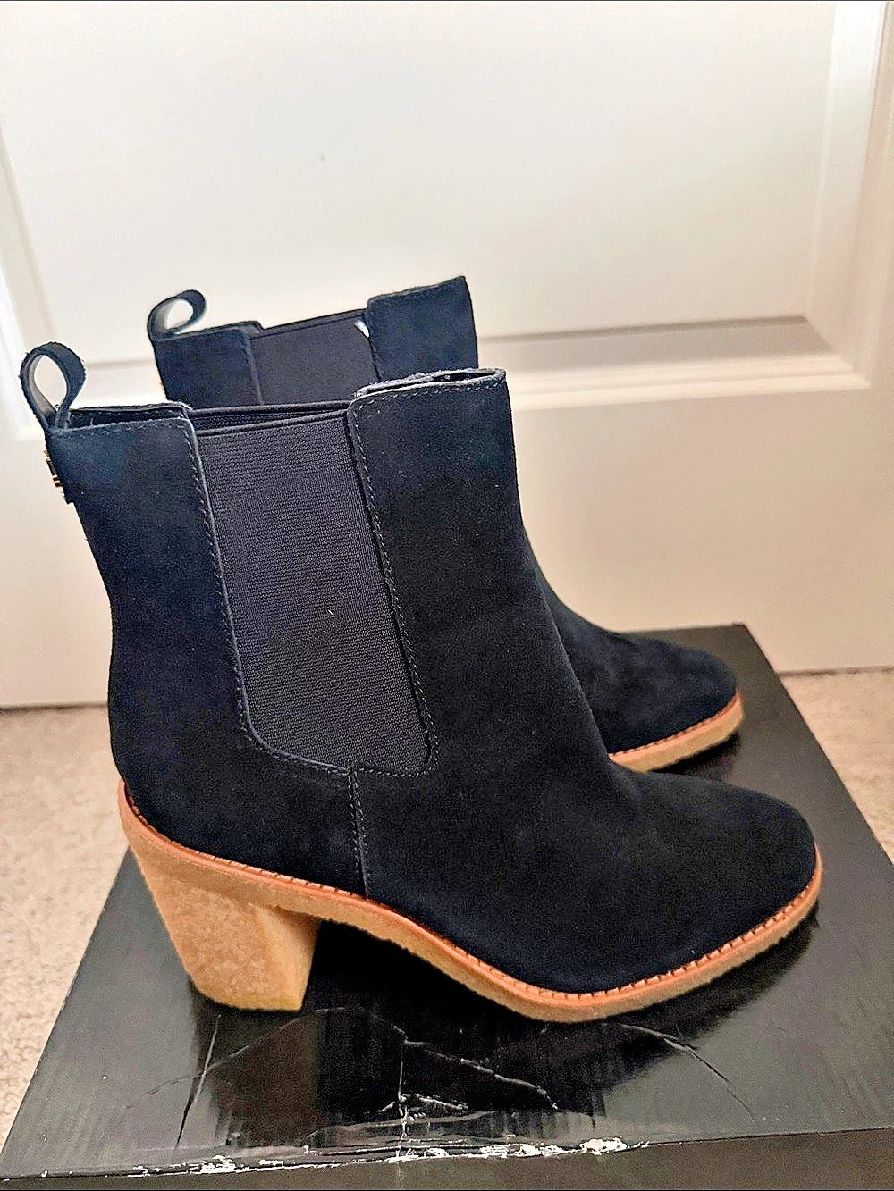 Lauren Ralph Lauren Marianna Black Leather Heeled Boots US 8.5 NIB
